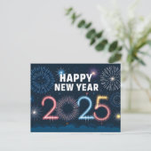 Cartes Pour Fêtes Annuelles Feu d'artifice Bonne année 2025 (Debout devant)