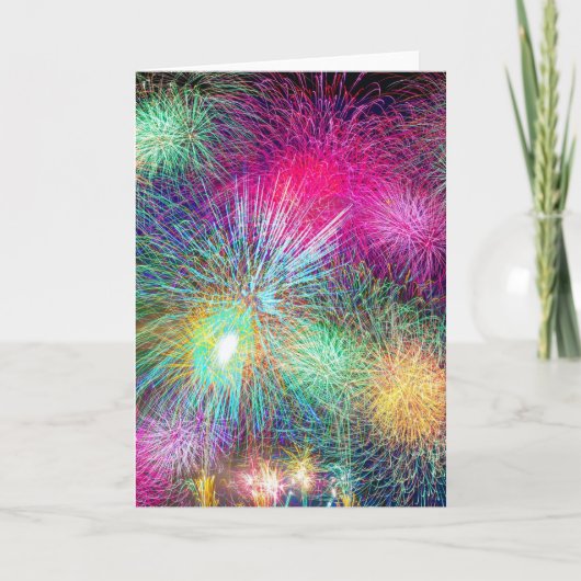 Cartes Pour Fêtes Annuelles Feu d'artifice coloré (Devant)