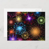 Cartes Pour Fêtes Annuelles Feu d'artifice coloré Nouvel An (Devant / Derrière)