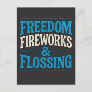 Cartes Pour Fêtes Annuelles Feu d'artifice de la liberté et dentiste dentaire
