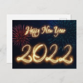 Cartes Pour Fêtes Annuelles Feu d'artifice du Joyeux Nouvel An 2022 (Devant / Derrière)