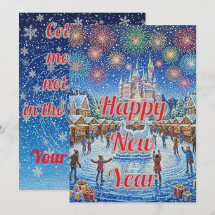 Cartes Pour Fêtes Annuelles Feu d'artifice hivernal fantaisiste personnalisé p