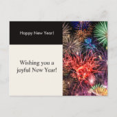 Cartes Pour Fêtes Annuelles Feu d'artifice noir et crème moderne Nouvel An (Devant)