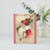 Cartes Pour Fêtes Annuelles Feu de neige Frontière Fille de Noël en rouge Vint (Debout devant)