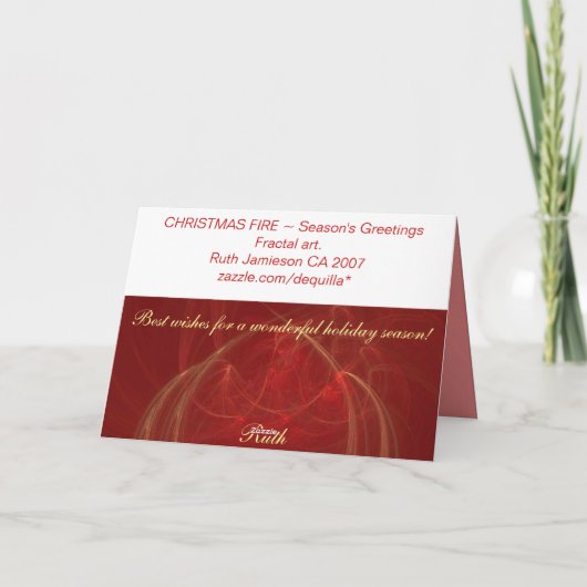 Cartes Pour Fêtes Annuelles FEU DE NOËL ~ Bonnes Fêtes (Dos)