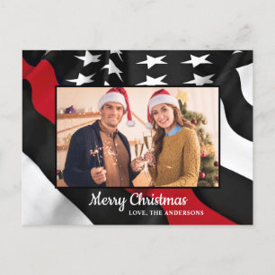 Cartes Pour Fêtes Annuelles Feu de pompier Noël Mince Red Line drapeau américa