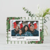 Cartes Pour Fêtes Annuelles Feuillage botanique des baies vitrées vertes (Debout devant)