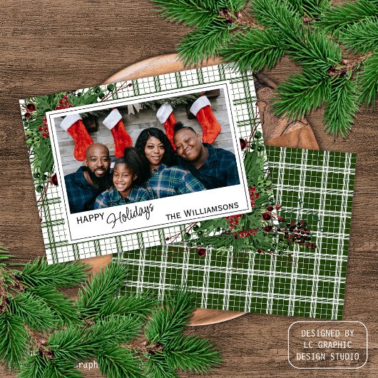 Cartes Pour Fêtes Annuelles Feuillage botanique des baies vitrées vertes