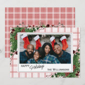 Cartes Pour Fêtes Annuelles Feuillage botanique des baies vitrées vertes (Devant / Derrière)