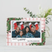 Cartes Pour Fêtes Annuelles Feuillage botanique des baies vitrées vertes (Debout devant)