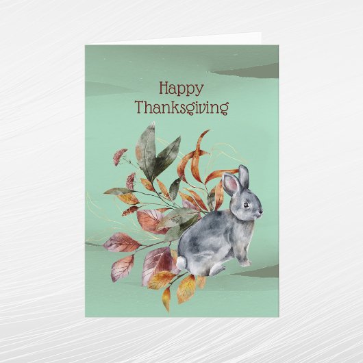 Cartes Pour Fêtes Annuelles Feuillage de lapin vert rustique automne Thanksgiv