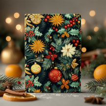 Feuillage de Noël classique avec accent rouge et o