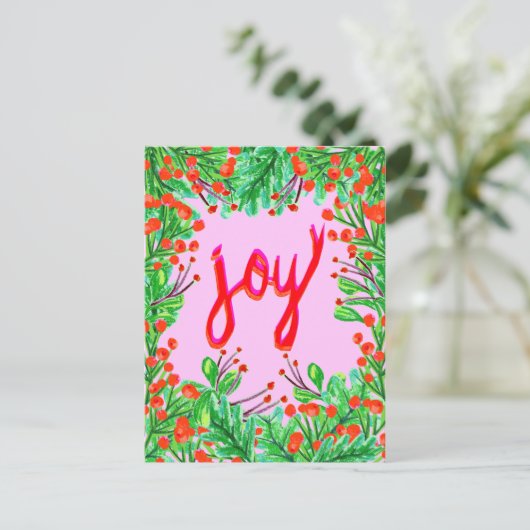 Cartes Pour Fêtes Annuelles Feuillage de Noël - Joie (Debout devant)