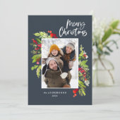 Cartes Pour Fêtes Annuelles feuillage de Noël photo traditionnelle rustique (Debout devant)