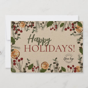 Cartes Pour Fêtes Annuelles Feuillage de Noël rustique Boho Joyeux jours férié