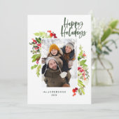 Cartes Pour Fêtes Annuelles feuillage de Noël traditionnel rustique 1 photo (Debout devant)