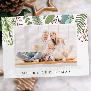 Cartes Pour Fêtes Annuelles Feuillage de verdure botanique Noël moderne