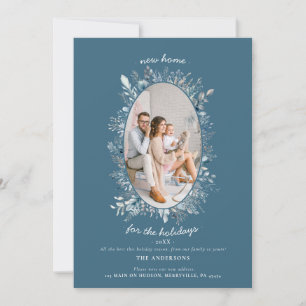Cartes Pour Fêtes Annuelles Feuillage d'hiver bleu Dusty Nouvelle maison Photo