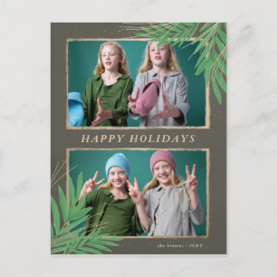 Cartes Pour Fêtes Annuelles Feuillage d'hiver Botanical Gold Multiphoto