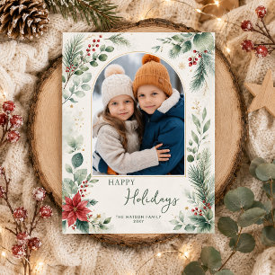 Cartes Pour Fêtes Annuelles Feuillage d'hiver Botanique Noël 4 Photo 