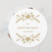 Cartes Pour Fêtes Annuelles Feuillage d'hiver or (Devant / Derrière)