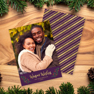 Cartes Pour Fêtes Annuelles Feuillage festif violet Vœux chaleureux Photo de v