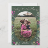 Cartes Pour Fêtes Annuelles Feuillage rose rustique 1 Photo Noël (Devant)