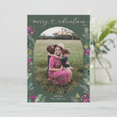 Cartes Pour Fêtes Annuelles Feuillage rose rustique 1 Photo Noël (Debout devant)