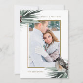 Cartes Pour Fêtes Annuelles Feuillage vert rustique Photo Joyeux Noël (Devant)