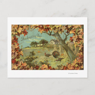 Cartes Pour Fêtes Annuelles Feuille et dindes de DayFallen de thanksgiving