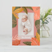 Cartes Pour Fêtes Annuelles Feuilles Automne Photo Annonces de naissance (Debout devant)