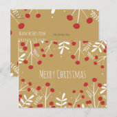 Cartes Pour Fêtes Annuelles Feuilles blanches et baies Or Noël vacances (Devant / Derrière)
