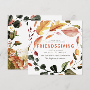 Cartes Pour Fêtes Annuelles Feuilles d'automne Action de grâce Friendsgiving