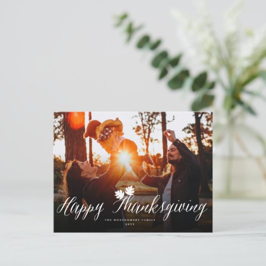 Cartes Pour Fêtes Annuelles Feuilles d'automne de Thanksgiving Simple Script P (Debout devant)