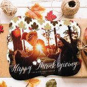Cartes Pour Fêtes Annuelles Feuilles d'automne de Thanksgiving Simple Script P