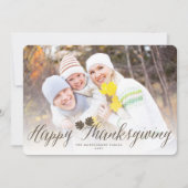 Cartes Pour Fêtes Annuelles Feuilles d'automne de Thanksgiving Simple Script P (Devant)