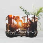 Cartes Pour Fêtes Annuelles Feuilles d'automne de Thanksgiving Simple Script P (Debout devant)