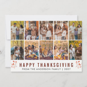 Cartes Pour Fêtes Annuelles Feuilles d'automne élégantes Joyeux Thanksgiving 1