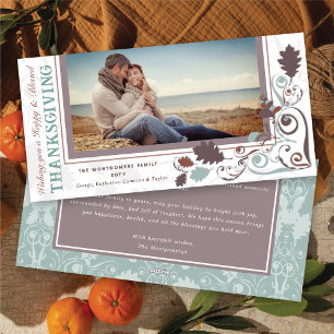 Cartes Pour Fêtes Annuelles Feuilles d'automne Élégantes Spirales Photo de Tha