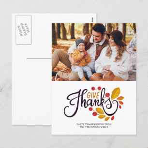 Cartes Pour Fêtes Annuelles Feuilles D'Automne Et Baies Thankesgiving Photo