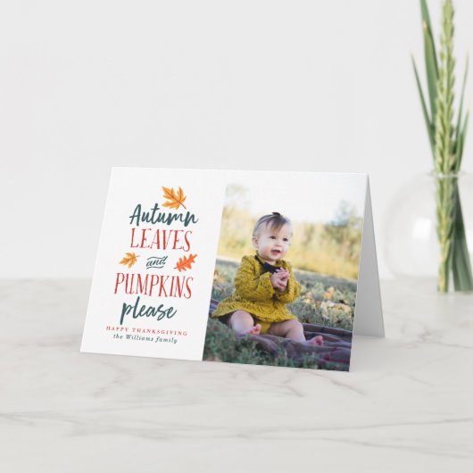 Cartes Pour Fêtes Annuelles Feuilles d'automne et Citrouilles s'il vous plaît (Devant)