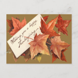 Cartes Pour Fêtes Annuelles Feuilles D'Automne Vous Souhaitant Un Bon thanksgi
