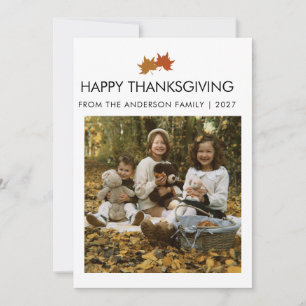 Cartes Pour Fêtes Annuelles Feuilles de Érable Rustiques Photo de Famille de T