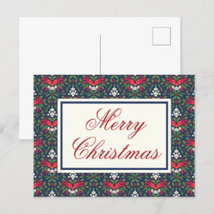Cartes Pour Fêtes Annuelles Feuilles de houx vertes, baies rouges et nœud roug