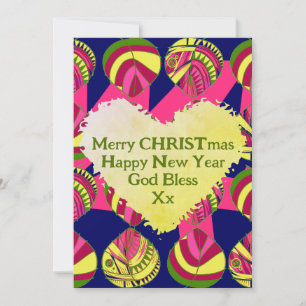 Cartes Pour Fêtes Annuelles Feuilles de poisson Jaune Magenta Vert Noël