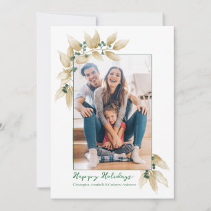 Cartes Pour Fêtes Annuelles Feuilles d'hiver et baies dorées