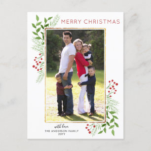 Cartes Pour Fêtes Annuelles Feuilles d'hiver Foliry Berry Joyeux Noël Photo