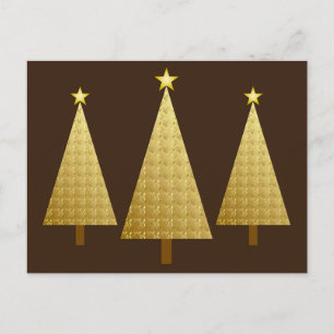 Cartes Pour Fêtes Annuelles Feuilles d'or arbres de Noël modernes
