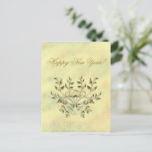 Cartes Pour Fêtes Annuelles Feuilles d'or sur branches (Debout devant)