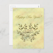 Cartes Pour Fêtes Annuelles Feuilles d'or sur branches (Devant / Derrière)